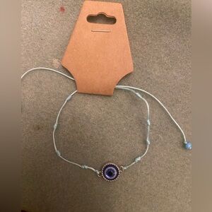 Handmade braided nylon evil eye blue ankle bracelet